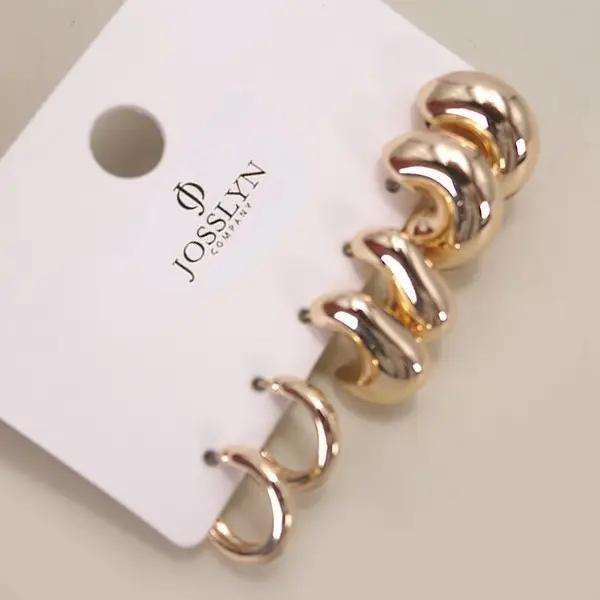 Gold Bubble Hoop Huggie Trio Earrings - by JOSSLYN
