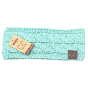 C.C Cable Knit Fuzzy Lined Headband - Sage