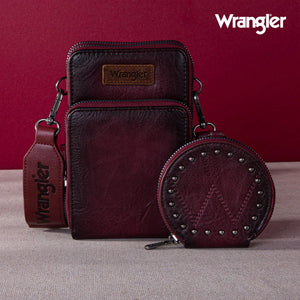 Wrangler Crossbody Cell Phone (3 Zippered Compartment with Coin Pouch) - Purple - by Montana West