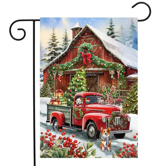 Country Christmas Garden Flag - by Briarwood Lane