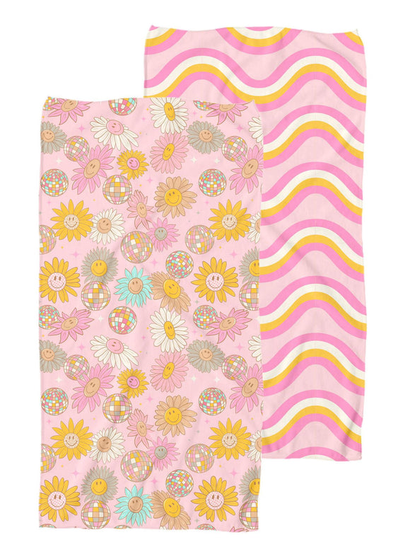 Sand Free Quick Dry Reversible Beach Towel - Smiley Flower - by Simply Southern