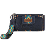 Wrangler Aztec Print Bi-Fold Wallet Wristlet - Navy - by Montana West