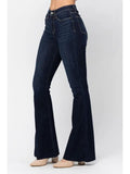 High Waist Raw Hem Flare - Dark Wash - by Judy Blue