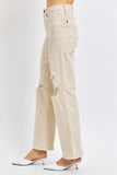 High Waist Dyed Destroy 90's Straight Leg- Bone - by Judy Blue