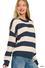 Striped drop shoulder sweater - Navy - Zenana