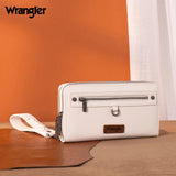 Wrangler Dual Zipper Compartment Large Wallet - Beige - by Montana West