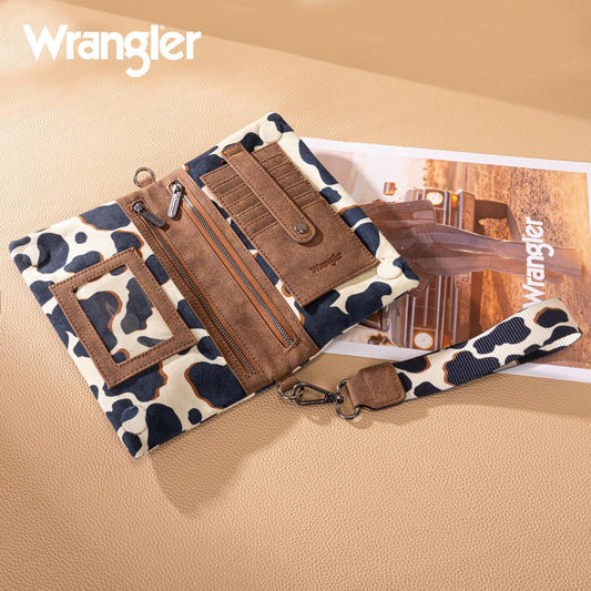 Wrangler Cow Print Wallet/Wristlet/Crossbody - Brown - by Montana West