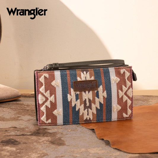 Wrangler Sherpa Aztec Canvas Clutch - Green - by Montana West