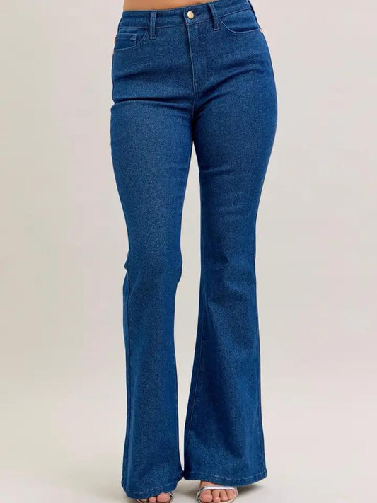 High Waist Sparkle Flare - Dark Wash - by Judy Blue