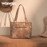 Wrangler "W" Stitch Water Repellent Zippered Tote Bag- Brown - by Montana West