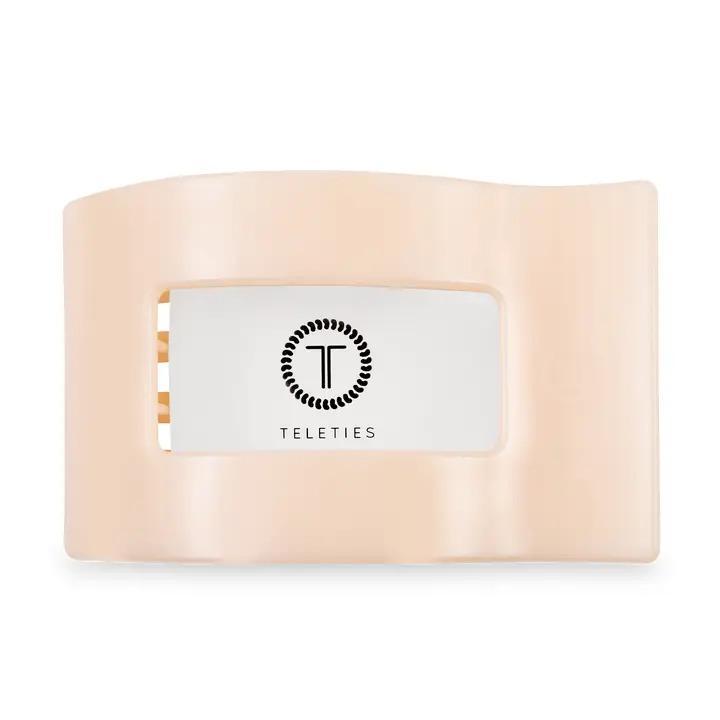 Flat Large Rectangle Hair Clip - Almond Beige - By Teleties