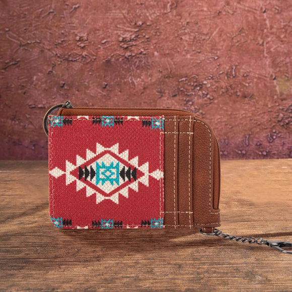 Wrangler Southwestern Art Print Mini Zip Card Case - Burgundy - by Montana West by Montana West