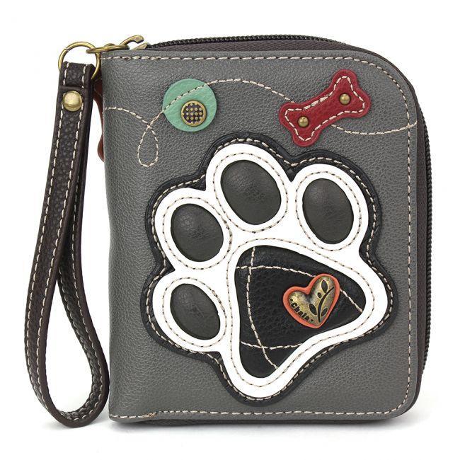 Zip Around Wallet - Black Pawprint - by Chala