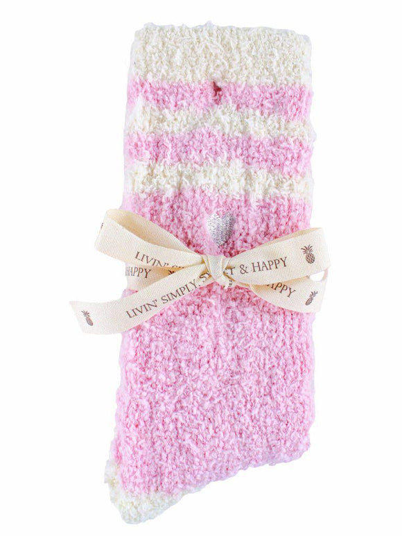 Stripe Soft N Cozy Socks - Pink - by Simply Southern