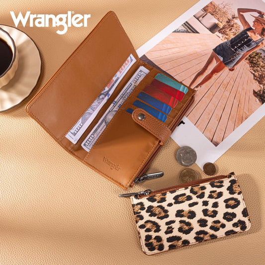 Wrangler Western Bi-Fold RFID Wallet/Wristlet With Detachable Pouch- Brown - by Montana West