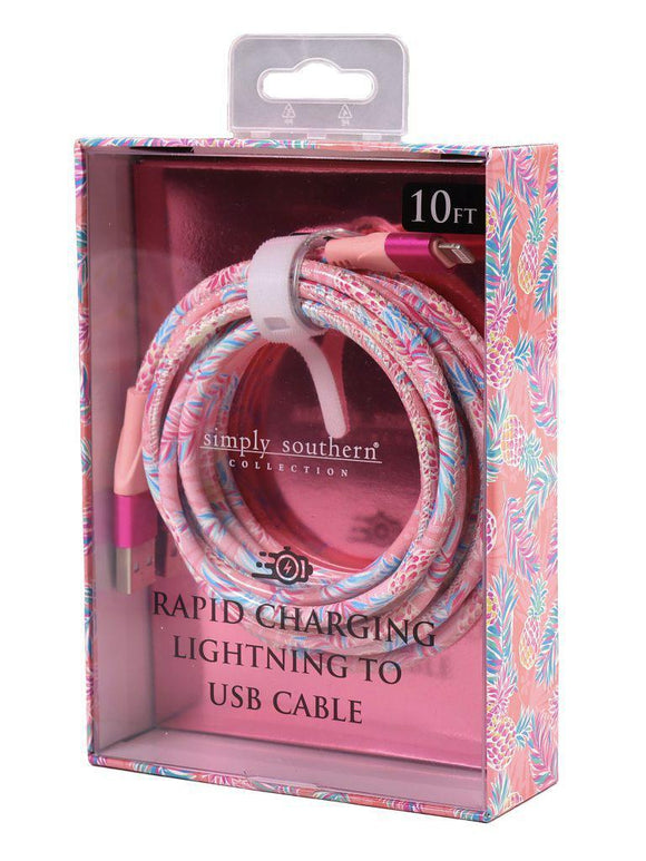 10-Foot Apple Lighting USB Cable - Pineapple - by Simply Southern