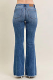 Mid Rise Flare w/ Distressed Fray Hem - Vintage Wash - by Judy Blue