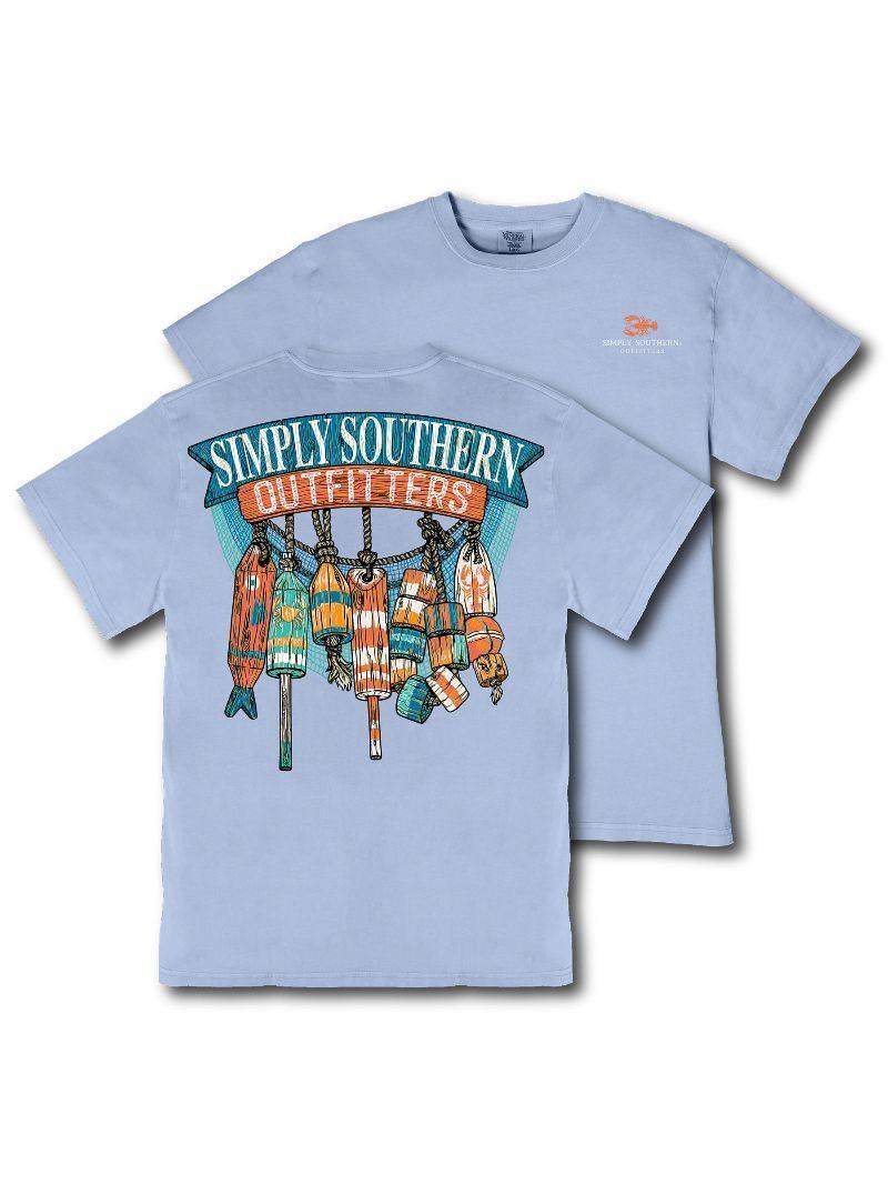 Buoy (Men's Mineral Washed Short Sleeve T-Shirt) - Faded Blue - by Simply Southern