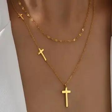 18k Stainless Steel Tarnish Free Cross Necklace - JOSSLYN