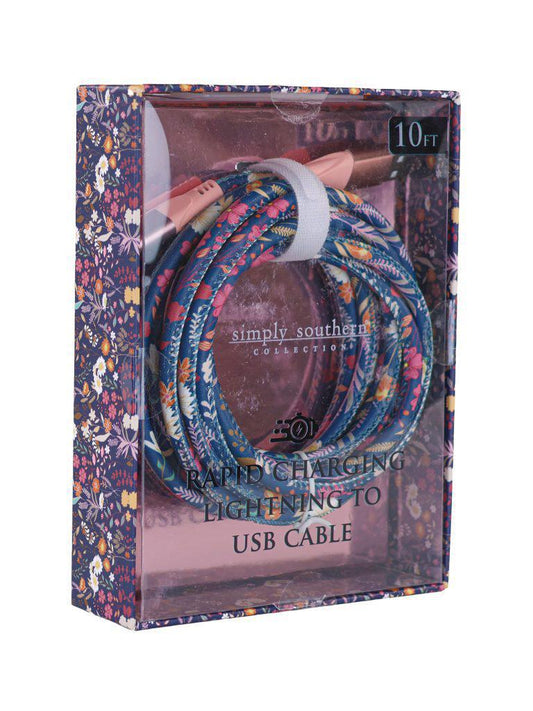 10-Foot Apple Lighting USB Cable - Navy Field - by Simply Southern