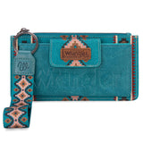 Wrangler Aztec Print Bi-Fold Wallet Wristlet - Turquoise - by Montana West