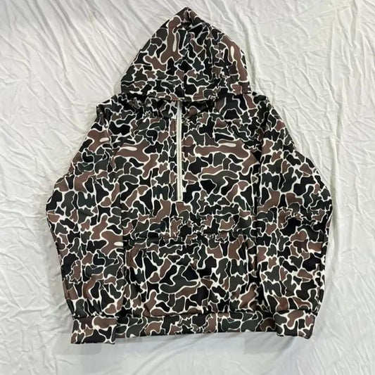 Duck Camouflage Half Zip Hoodie - Coffee - by Hidden Brand