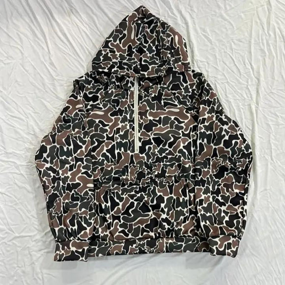 Duck Camouflage Half Zip Hoodie - Coffee - by Hidden Brand