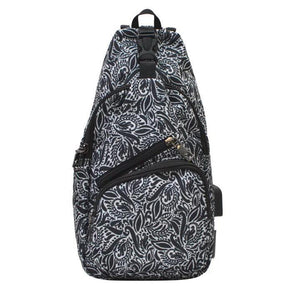 Anti-Theft Day Large Sling Bag - Black Paisley - by Calla