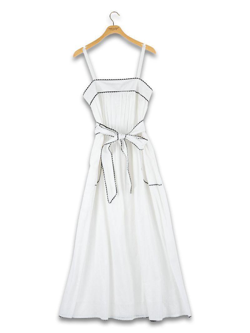 Simply Contrast Ric Rac Dress - White/Navy - by Simply Southern