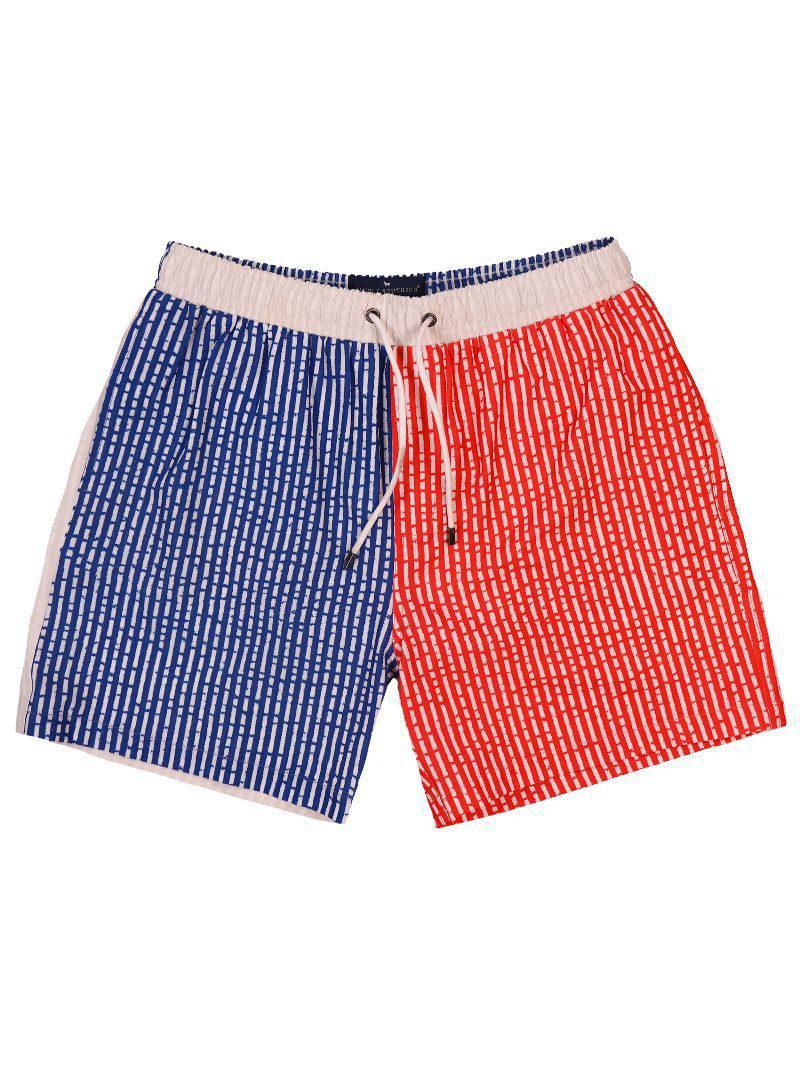 Men's Swim Shorts - Red Print - by Simply Southern