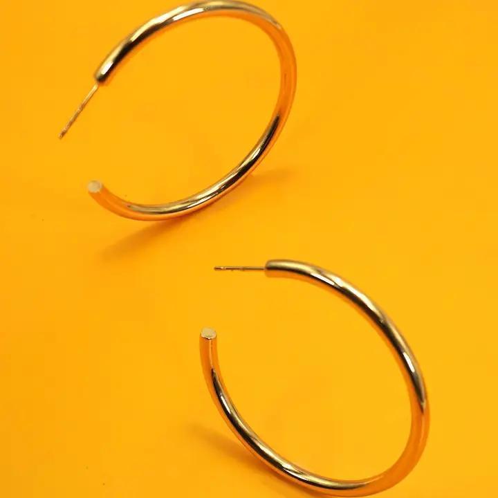 18K Stainless Steel Gold Hoop Earrings - by JOSSLYN
