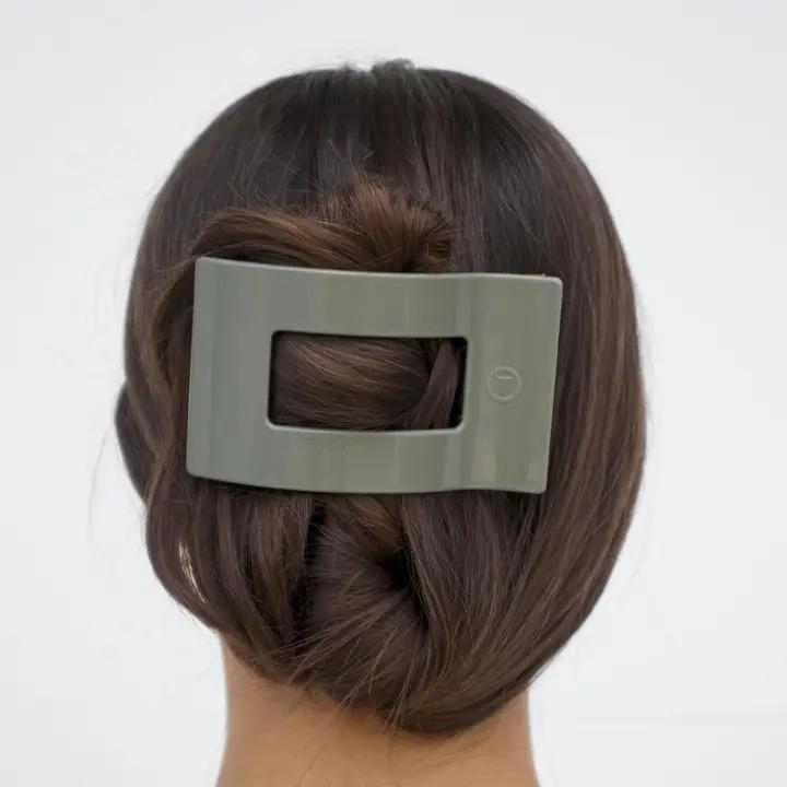 Flat Medium Rectangle Hair Clip - Sage It Ain't So - By Teletie