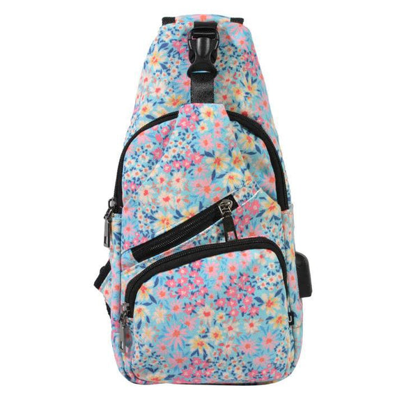 Anti-Theft Day Large Sling Bag - Spring Flowers - by Calla
