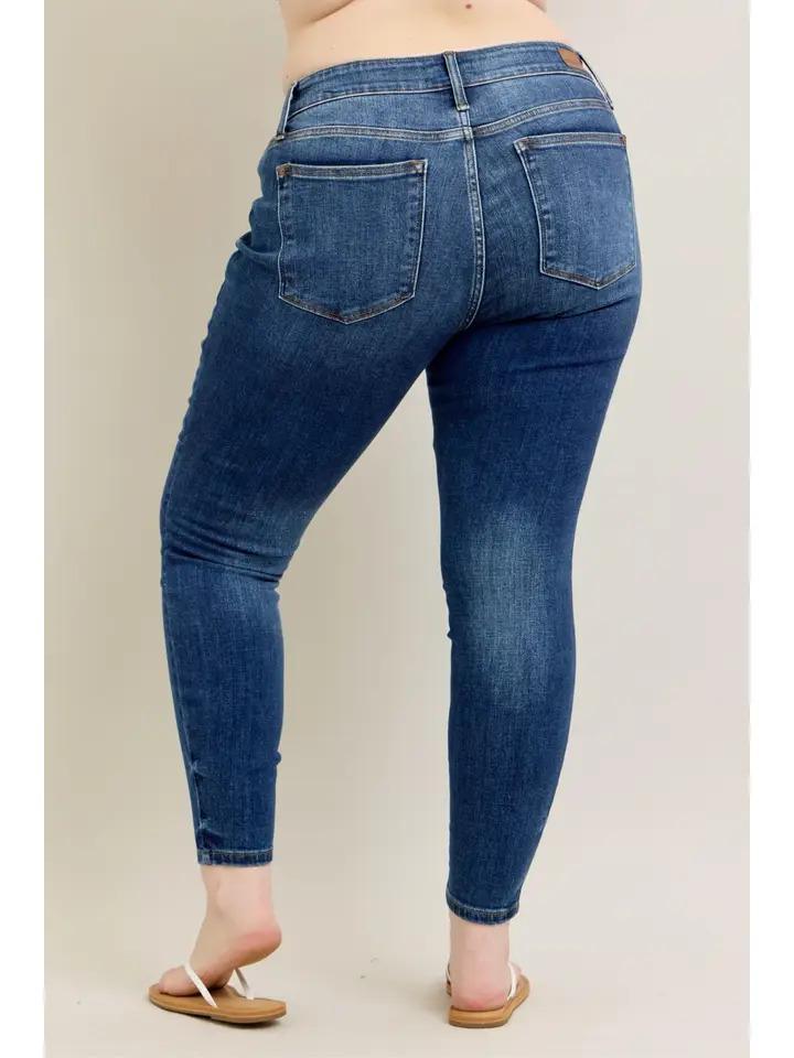 Plus Core Mid-Rise Skinny w/ Handsanding - by Judy Blue