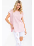 Textured Cap Sleeve Tunic Top - Pink - by 7th Ray