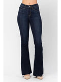 High Waist Raw Hem Flare - Dark Wash - by Judy Blue