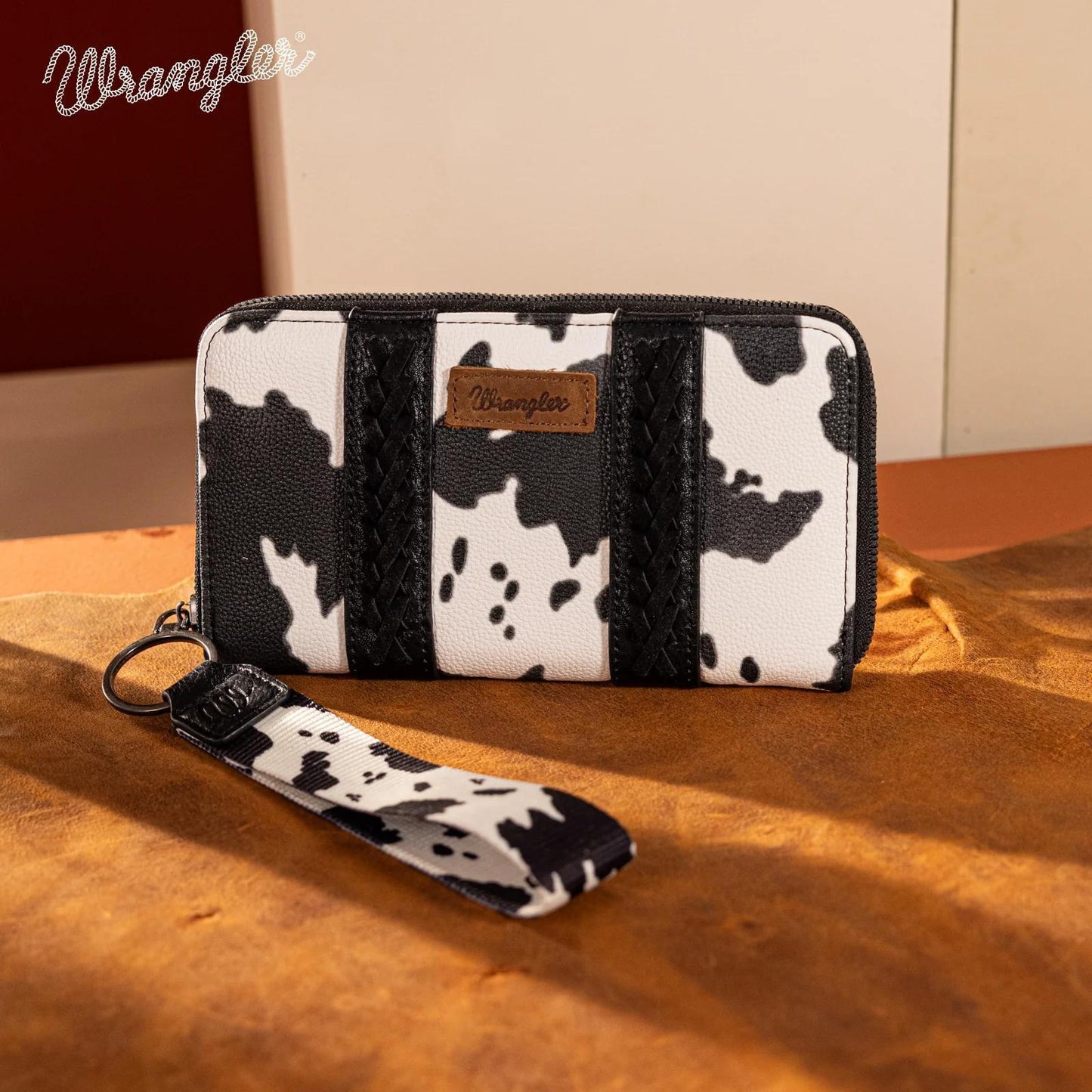 Wrangler Cow Print Wallet - Black - by Montana West