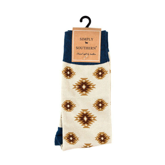 Men Simply Socks - Cream Aztec - by Simply Southern