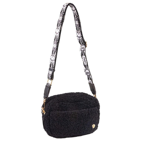 Fuzzy Crossbody Bag - Black - by Simply Southern