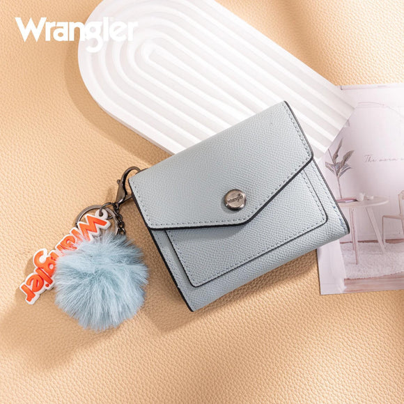 Wrangler Tri-Fold Wallet with Keyring Pom - Jean - by Montana West