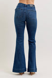 High Waist Flare Mitered/ Pintuck Pocket Flare Jean - Dark Wash - by Judy Blue
