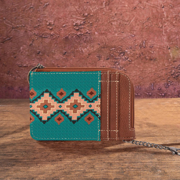 Wrangler Southwestern Art Print Mini Zip Card Case - Turquoise - by Montana West by Montana West