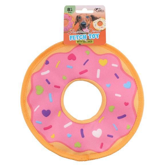 8.6" Assorted Donut Nylon Flying Dog Fetch Toy with Squeaker - by Kole