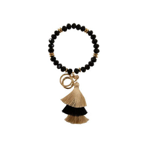 Crystal Bead Bangle Keychain - Black - by Simply Southern