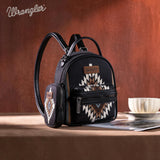 Wrangler Southwestern Knitted Mini Backpack with Coin Pouch - Black - by Montana West
