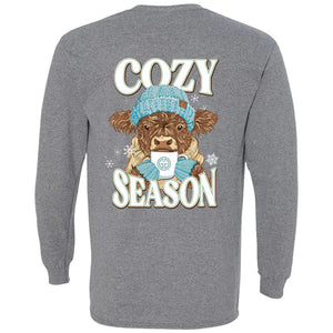 Cozy Season Cow T-Shirt (Long Sleeve) by Girlie Girl Originals