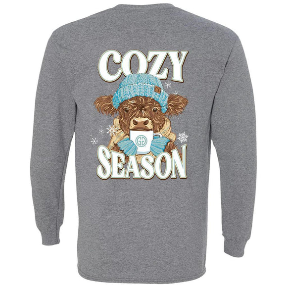 Cozy Season Cow T-Shirt (Long Sleeve) by Girlie Girl Originals