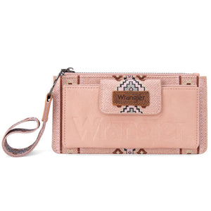 Wrangler Aztec Print Bi-Fold Wallet Wristlet - Pink - by Montana West