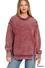 Acid washed double ribbed exposed-seam pullover - Cabernet - Zenana