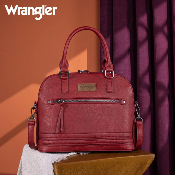 Wrangler Top Handle Classic Barrel Satchel Bag/Crossbody - Burgundy - by Montana West